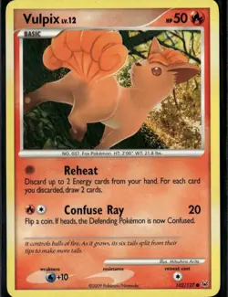 Vulpix Common Platinum 102/127 Fire Pokemon Card - Image 1