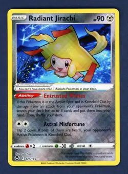 Radiant Jirachi 120/195 Radiant Rare Silver Tempest Pokemon Holo Near Mint - Image 1