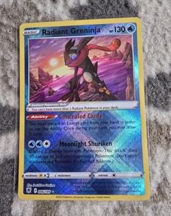 Pokemon Radiant Greninja Radiant Rare Holo Basic 130 HP 046/189 Astral - Image 1