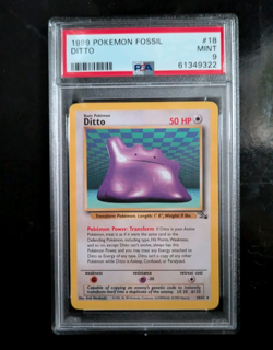 PSA 9 MINT 1999 FOSSIL POKEMON DITTO 18/62 #18 RARE WOTC GRADED TCG NON-HOLO - Image 1