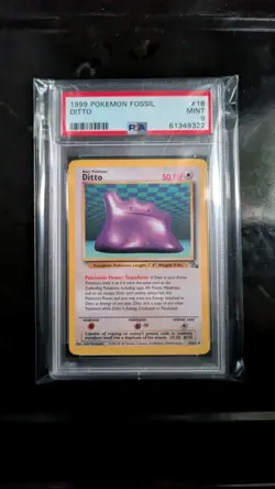 PSA 9 MINT 1999 FOSSIL POKEMON DITTO 18/62 #18 RARE WOTC GRADED TCG NON-HOLO - Image 3