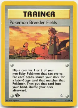 Pokemon Breeder Fields Uncommon Neo Revelation N3 Trainer 1st Edition 62/64 2001 - Image 1