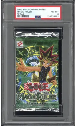 2002 Yu-Gi-Oh! Magic Ruler Booster Pack, Graded PSA NM-MT 8 POP 3 - Image 1