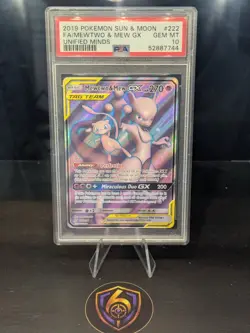 PSA 10 Mewtwo & Mew GX Alt Art #222 Unified Minds Tag Team Pokemon Card - Image 1