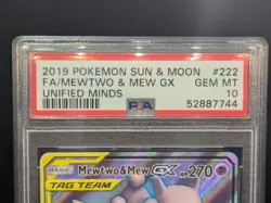 PSA 10 Mewtwo & Mew GX Alt Art #222 Unified Minds Tag Team Pokemon Card - Image 5