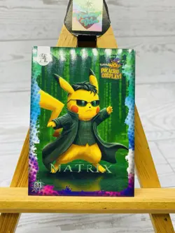 Pikachu as Cosplay Neo From The Matrix Holo Non- Pokemon Fan Art Card - Image 1