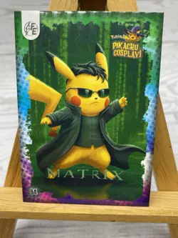 Pikachu as Cosplay Neo From The Matrix Holo Non- Pokemon Fan Art Card - Image 2
