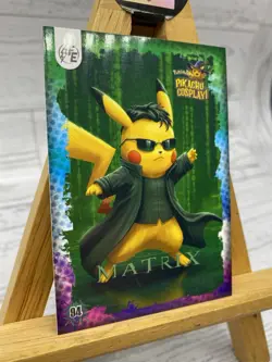 Pikachu as Cosplay Neo From The Matrix Holo Non- Pokemon Fan Art Card - Image 3