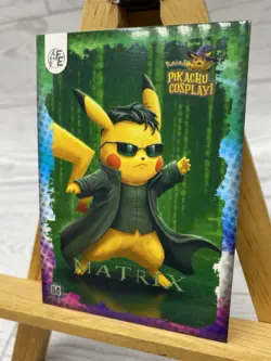 Pikachu as Cosplay Neo From The Matrix Holo Non- Pokemon Fan Art Card - Image 4