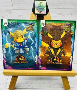 Pikachu as Cosplay Mortal Kombat Lazer Holo Non-Pokemon Fan Art Card Lot - Image 1