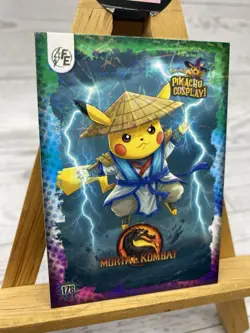 Pikachu as Cosplay Mortal Kombat Lazer Holo Non-Pokemon Fan Art Card Lot - Image 3
