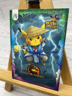 Pikachu as Cosplay Mortal Kombat Lazer Holo Non-Pokemon Fan Art Card Lot - Image 4