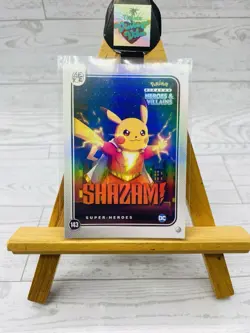 Pikachu as Shazam Holo DC Heroes & Villains Non-Pokemon Fan Art Card - Image 1