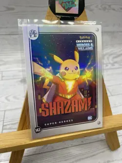 Pikachu as Shazam Holo DC Heroes & Villains Non-Pokemon Fan Art Card - Image 2