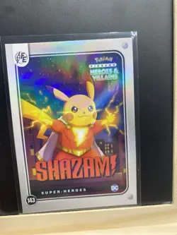 Pikachu as Shazam Holo DC Heroes & Villains Non-Pokemon Fan Art Card - Image 5