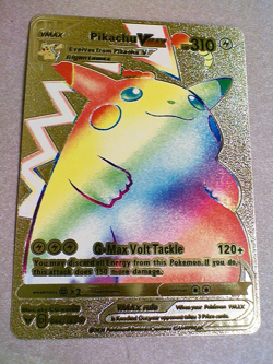 Pokemon Pikachu Vmax Rainbow Card Gold Metal 044/185 - Image 1