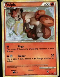 Vulpix Common Call of Legends 75/95 Fire Pokemon Card - Image 1