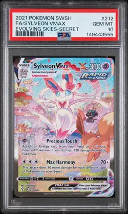 Pokemon TCG Sylveon VMAX 212/203 Evolving Skies Secret Rare Card PSA 10 - Image 1