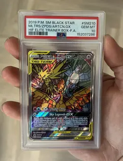 Pokemon Moltres & Zapdos & Articuno GX SM210 PSA 10 Tag Team Hidden Fates Promo - Image 1