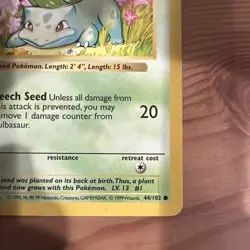 Bulbasaur | Pokemon 1999 | (Shadowless) Non Holo # 44/102 - Image 5
