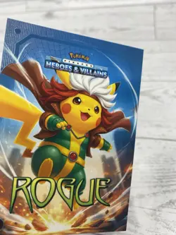 Pikachu as Rogue #T1 Rare Holo Foil Heroes & Villains (non-Pokemon fan art) - Image 3