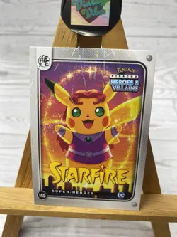 Pikachu as Starfire DC Lazer Holo Heroes & Villains Non-Pokemon Fan Art - Image 2