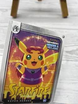 Pikachu as Starfire DC Lazer Holo Heroes & Villains Non-Pokemon Fan Art - Image 3
