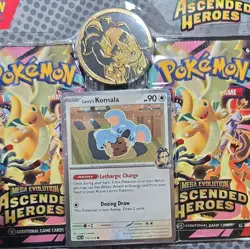 Pokemon TCG Mega Evolution Ascended Heroes Kit: 2 Packs, Komala Promo, Coin - Image 2