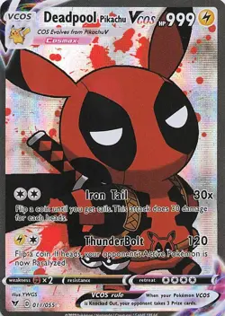 Deadpool Pikachu Pokemon Card VCOS Holo Cosplay - Image 1