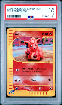 PSA 5 2002 Expedition Vulpix Reverse Holo Foil 136/165 WOTC Pokemon - Image 1