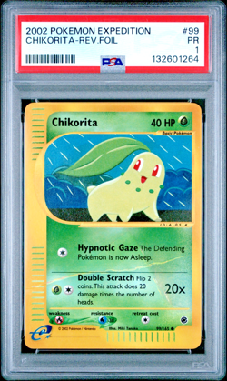 PSA 1 PR 2002 Expedition Chikorita Reverse Holo Foil 99/165 WOTC Pokemon - Image 1