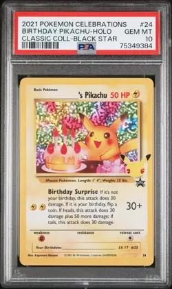 2021 Pokemon Celebrations Classic Collection Birthday Pikachu 24/53 PSA 10 - Image 1