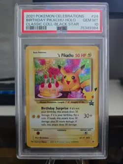 2021 Pokemon Celebrations Classic Collection Birthday Pikachu 24/53 PSA 10 - Image 3