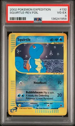 2002 Pokemon Expedition 131 Squirtle Reverse Holo PSA 4 136241958 - Image 1