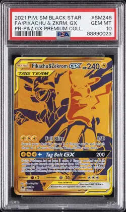 2021 POKEMON SM BLACK STAR PROMO #SM248 FULL ART/PIKACHU & ZEKROM GX PSA 10 - Image 1