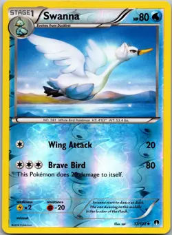 POKEMON SWANNA 37/122 UNCOMMON REVERSE HOLO BREAKPOINT NM/M - Image 1