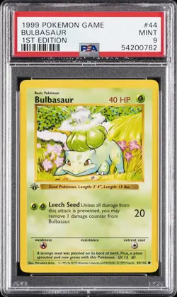 1999 POKEMON BASE SET 1ST EDITION #44 BULBASAUR PSA 9 - Image 1