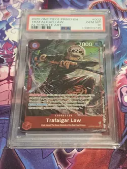 One Piece PRB02-002 Trafalgar Law Alternate Alt Art English PSA 10 - Image 1