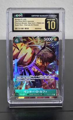 Monkey D. Luffy PRB02-005 Alternate Art Parallel One Piece CGC 10 Pristine - Image 1