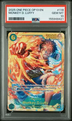 2025 One Piece Op13-Carrying On His Will #118 Monkey D. Luffy PSA 10 - Image 1