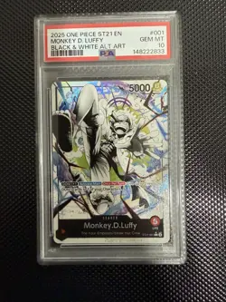 ONE PIECE 2025 MONKEY D. LUFFY BLACK & WHITE ALT ART ST21 EN #001 GEM MT PSA 10 - Image 2