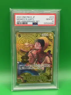 2024 One Piece CCG Monkey D. Luffy ST13-015 2nd Anniversary JP Foil PSA 10 - Image 1