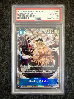 PSA 10 Monkey D Luffy OP11-058 Carrying On His Will Treasure Rare One Piece CCG - Image 1
