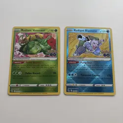 Pokemon TCG Radiant Blastoise and Radiant Venusaur Dou. Both Cards NM - Image 1