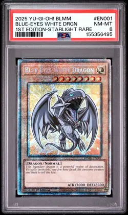 Blue Eyes White Dragon BLMM-EN001 1st Edition-starlight Rare Yugioh PSA 8 *495 - Image 1