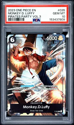 2023 ONE PIECE PROMOS PIRATES PARTY VOL.3 #035 MONKEY D. LUFFY PSA 10 - Image 1