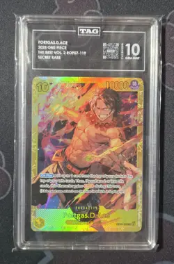 Portgas D Ace PRB-02 OP07-119 Secret Rare The Best Vol 2 One Piece TAG 10 - Image 1