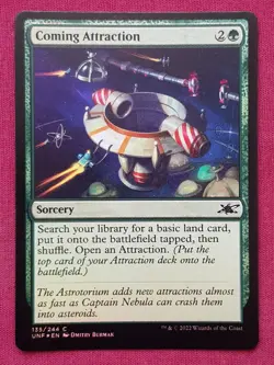 Magic The Gathering UNFINITY FOIL COMING ATTRACTION green card MTG - Image 1