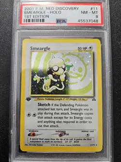 Pokemon PSA 8 1st Edition Neo Discovery Smeargle Holo Rare 11/75 NM-MINT - Image 1