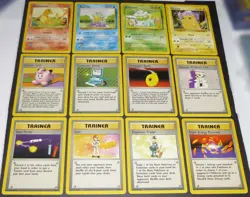 12 Card Lot Vintage Base Set Unlimited Classic Starter Pokemon Rare Trainer - Image 1